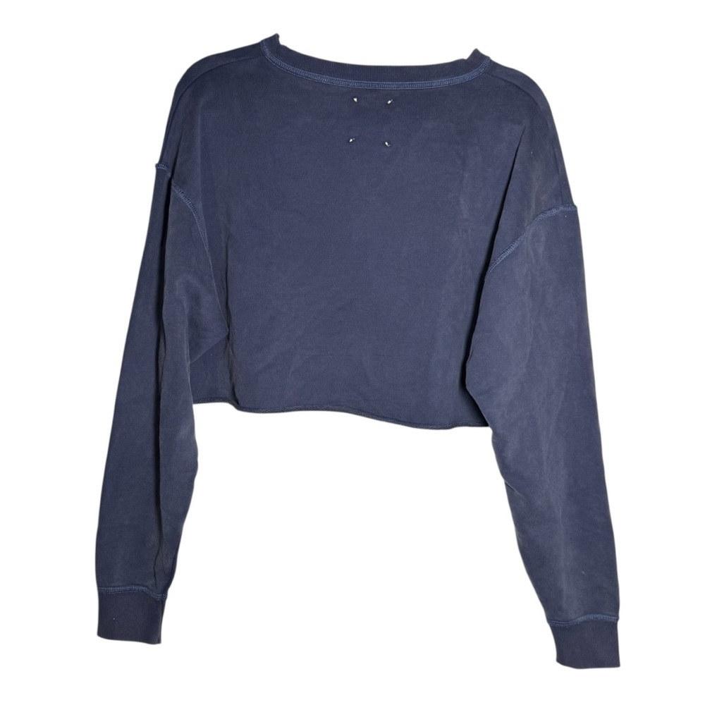 Aerie Offline Cropped Sweatshirt Keep Swimming V-Neck Navy Blue Size XS BOXY - Picture 2 of 8